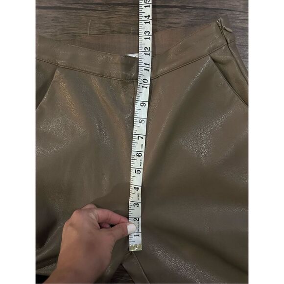 Sage the Label Tan Faux Vegan leather High-Rise Straight Leg Pants Size XS - Picture 12 of 16